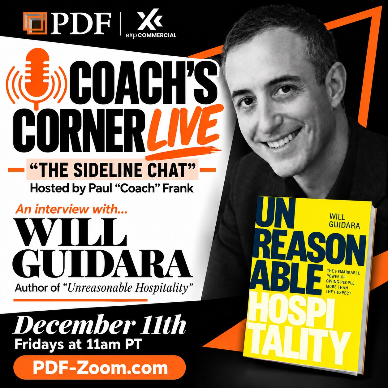 Will Guidara, author of Unreasonable Hospitality, Friday Guest Speaker Series, Friday December 11